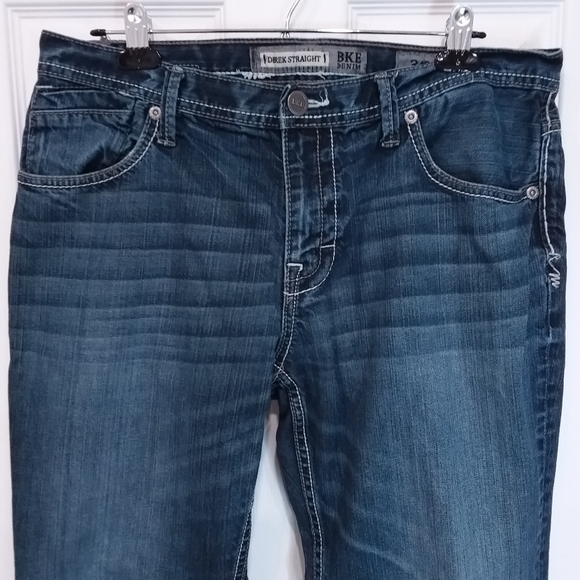 Men's BKE Derick Straight Jeans 34R Waist by approx 30 Leg Pre-owned Blue - Picture 3 of 16